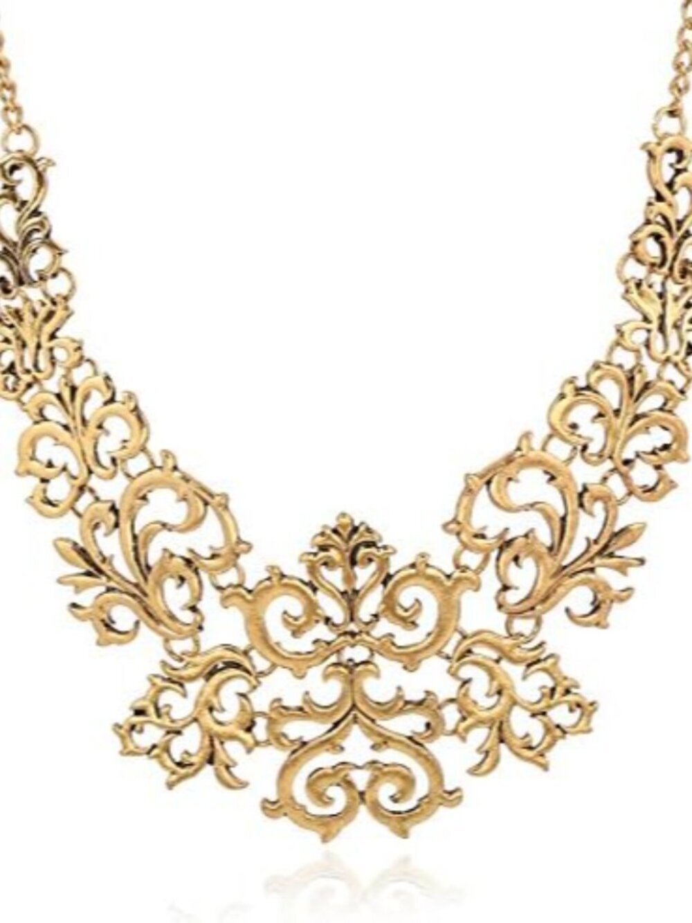 Vintage Hollow Filigree Floral Exaggerated Choker Statement Retro Necklace for W